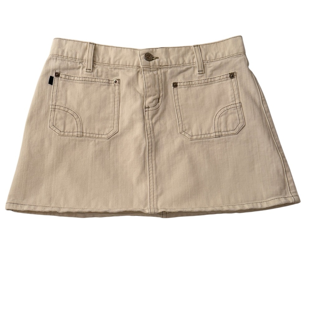 Juicy Couture Skirt Jeans Beige Denim Mini Skirt Size M Made in USA